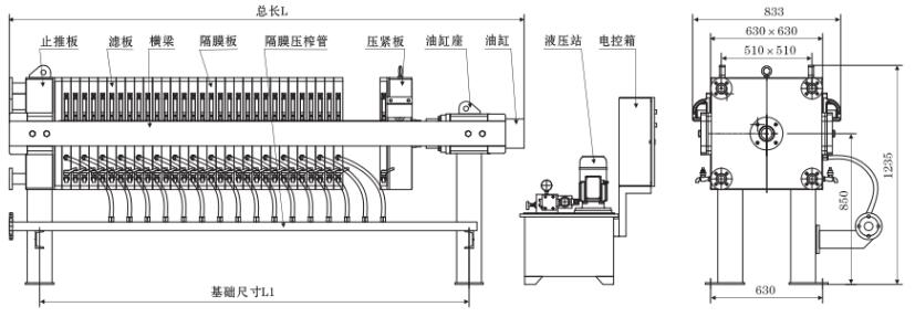 隔膜壓濾機(jī)機(jī)械裝配圖